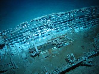 One of ship's boats lying on seabed in decayed state